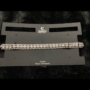 Silver Clear Bedazzled Choker